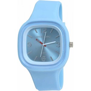 Błękitny Kwadratowy Silikonowy Zegarek 