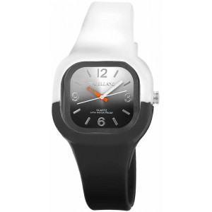 Biało-Czarny Damski Kwadratowy Silikonowy Zegarek
